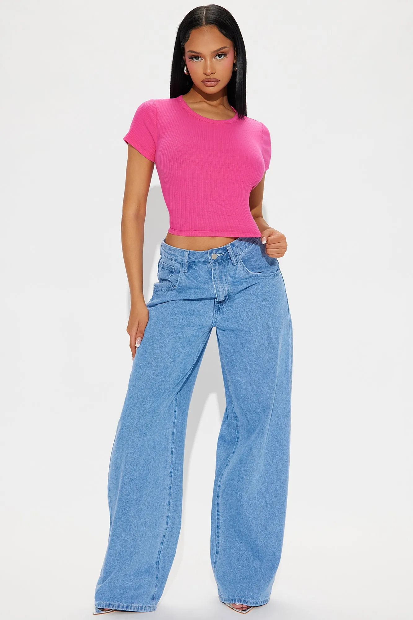 Ariana Crew Neck Top - Fuchsia