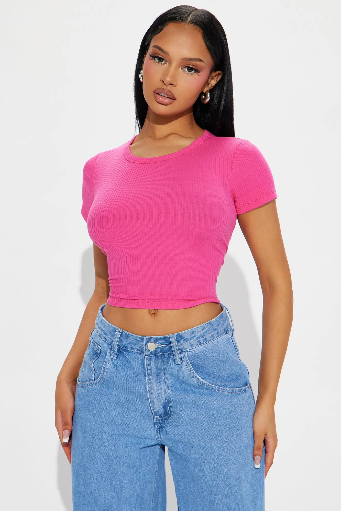 Ariana Crew Neck Top - Fuchsia