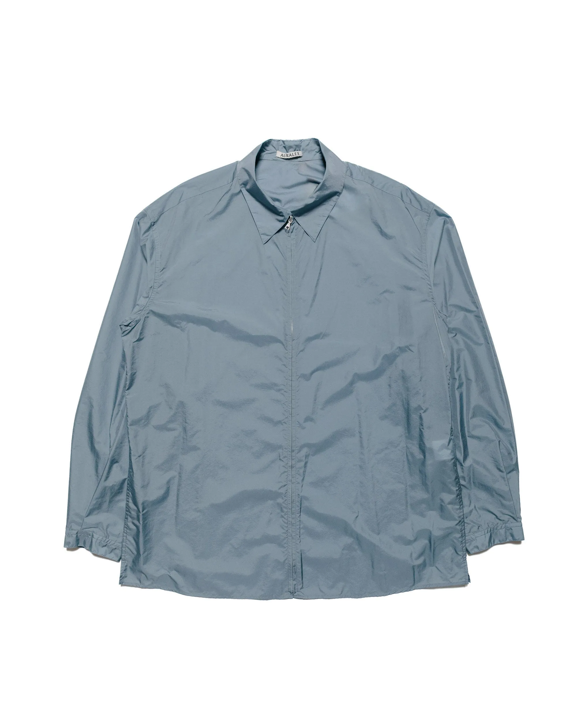 Auralee Light Nylon Zip Shirt Blue Gray