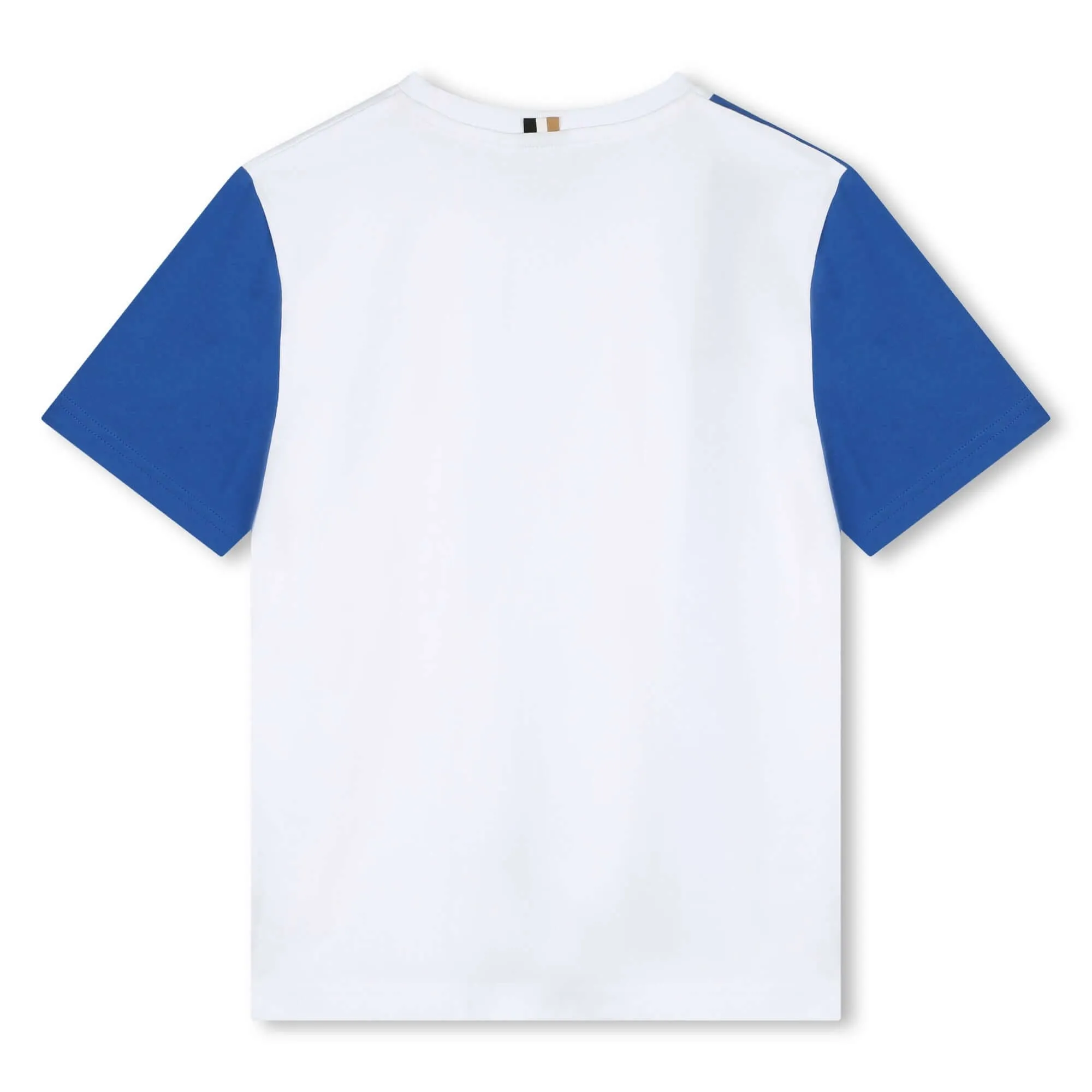 Boys White & blue Logo Cotton T-Shirt