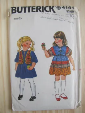 Butterick 4141 Children's Loose Fitting Vest and Dress Vintage