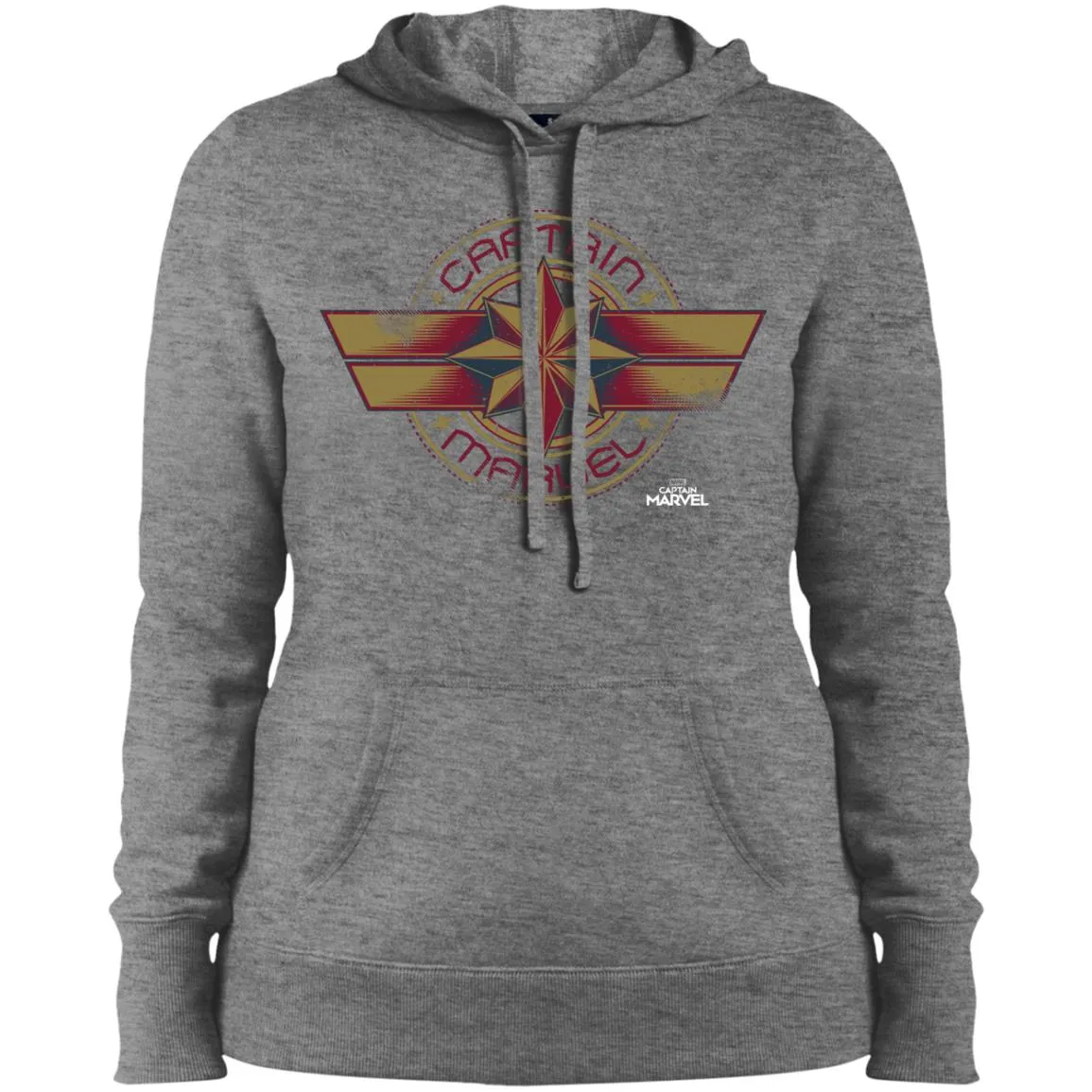 Captain Marvel Color Fade Circle Logo Badge Women Hooded Sweatshirt