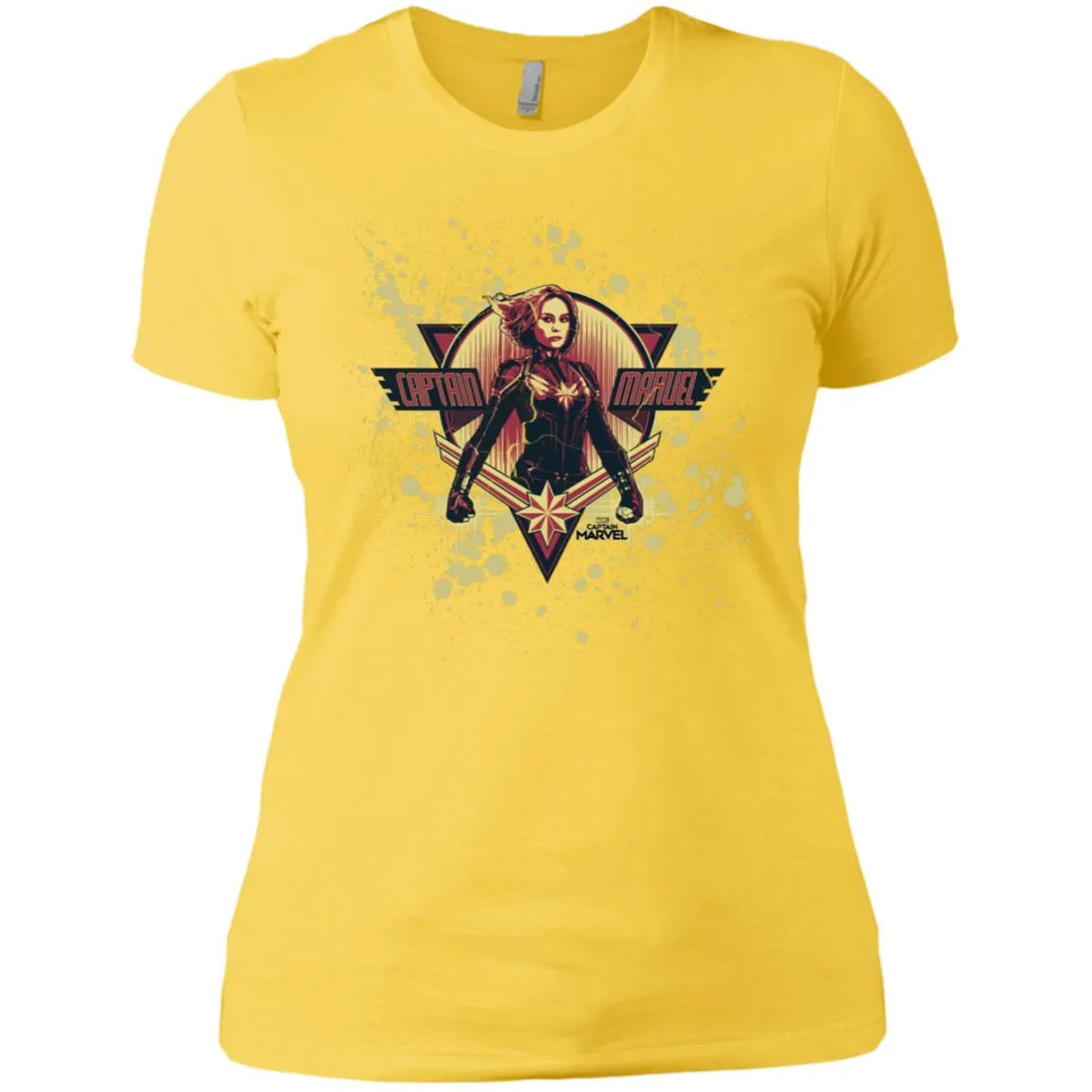 Captain Marvel Cracked Paint Splatter Logo Women Cotton T-Shirt