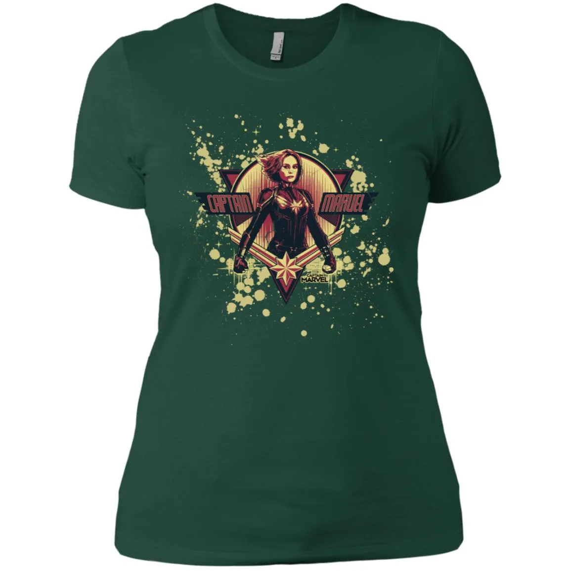 Captain Marvel Cracked Paint Splatter Logo Women Cotton T-Shirt