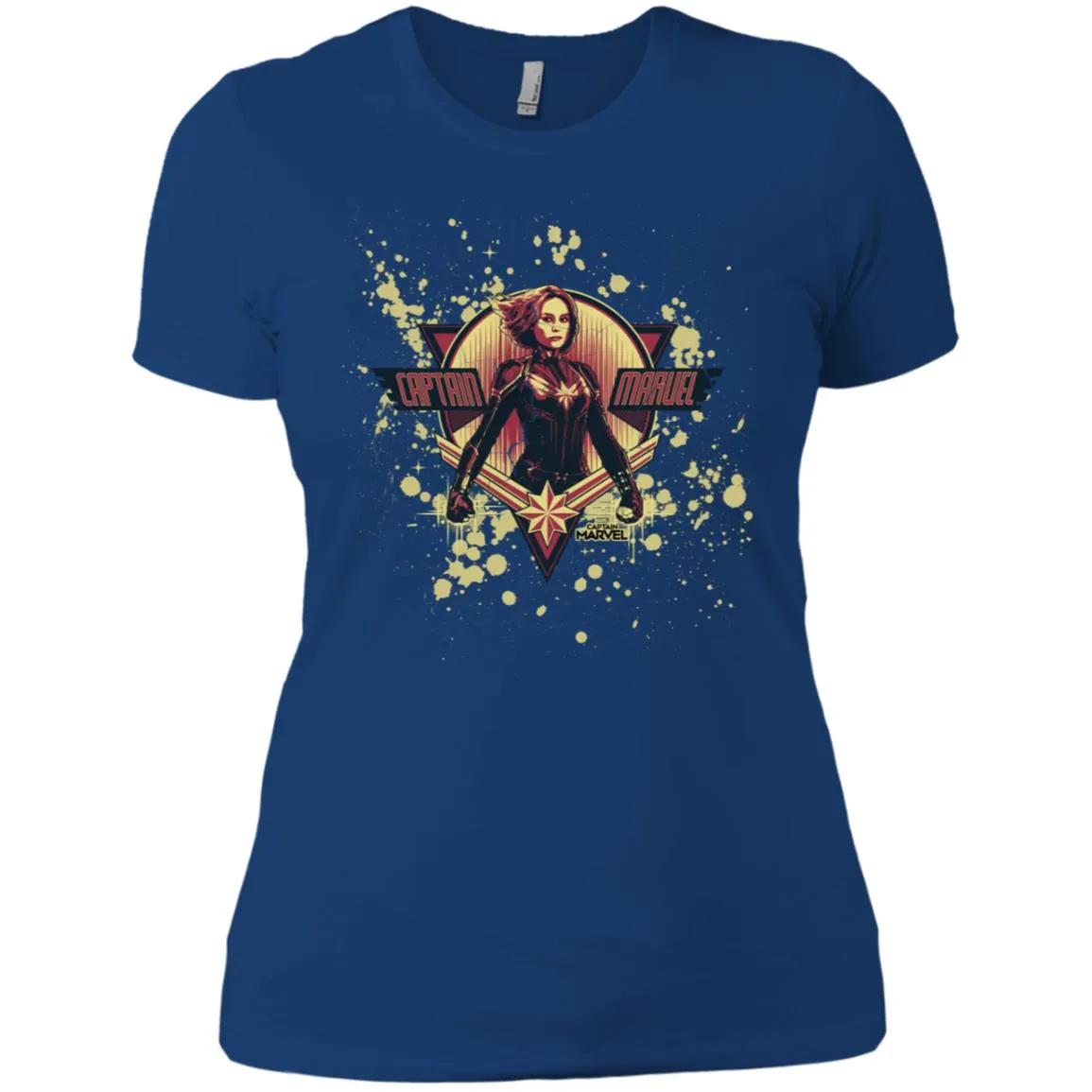 Captain Marvel Cracked Paint Splatter Logo Women Cotton T-Shirt