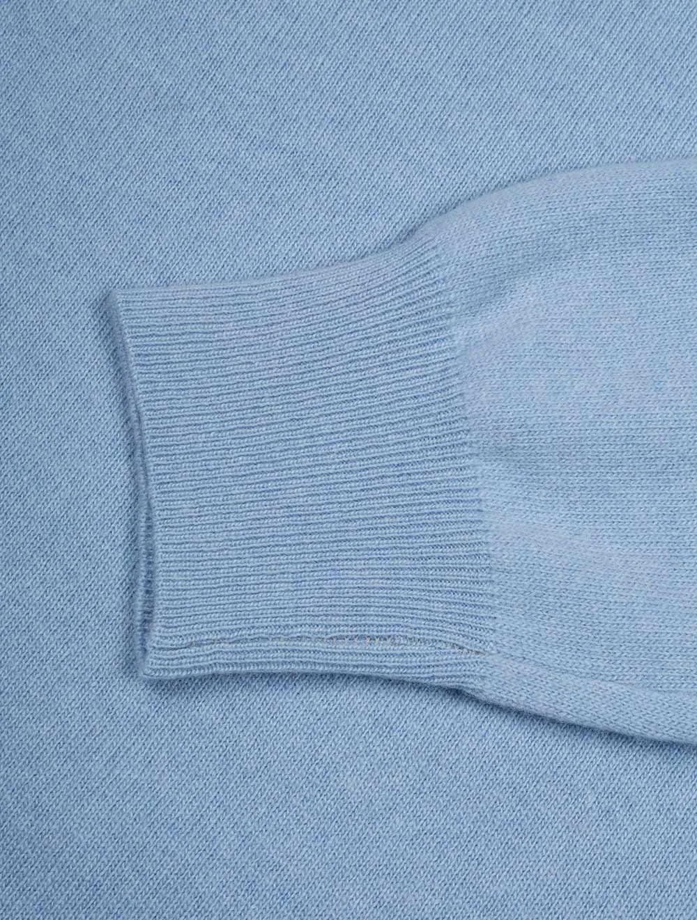 Cashmere & Merino Wool Half Zip Light Blue