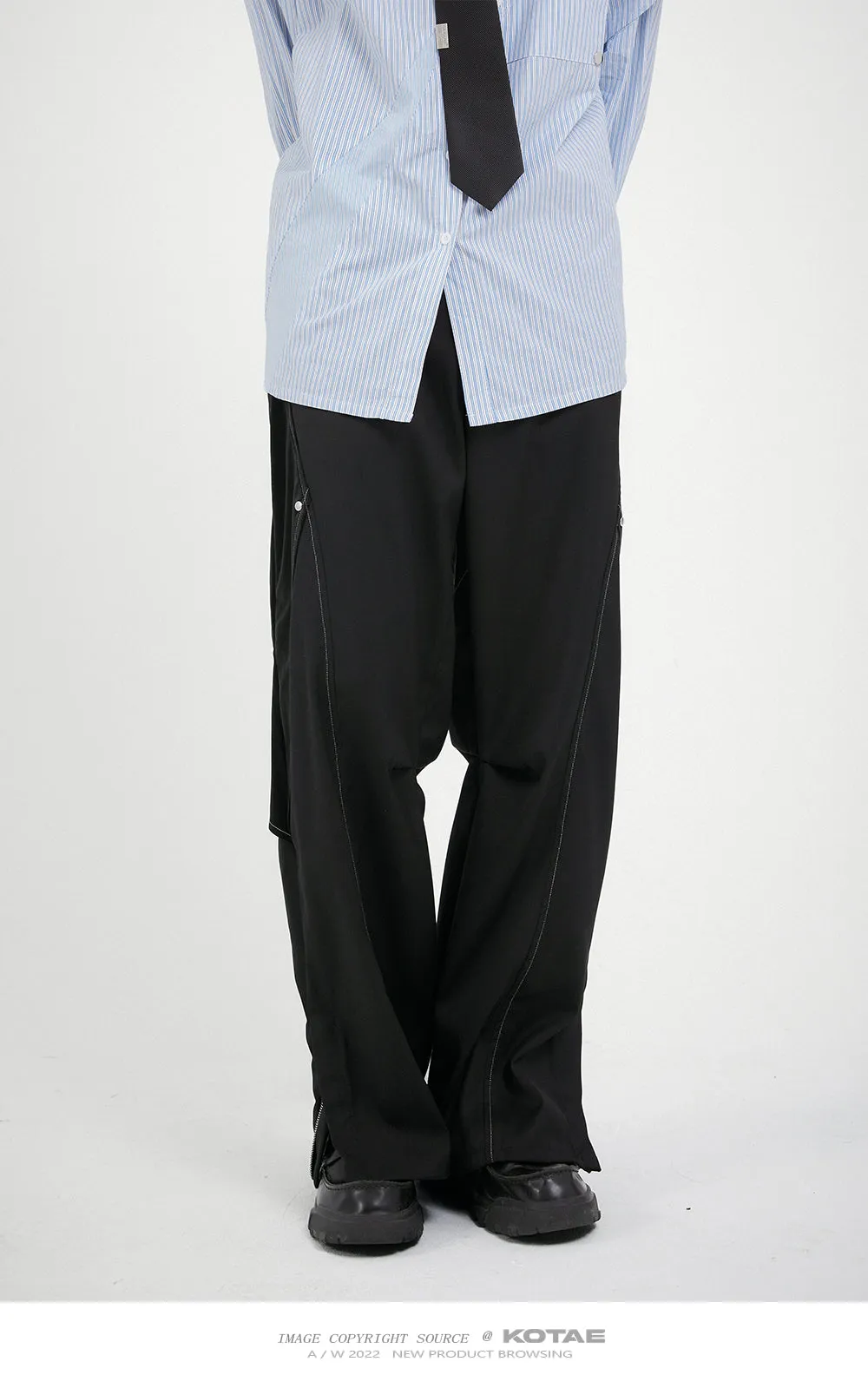 Deconstructed loose zipper casual pants