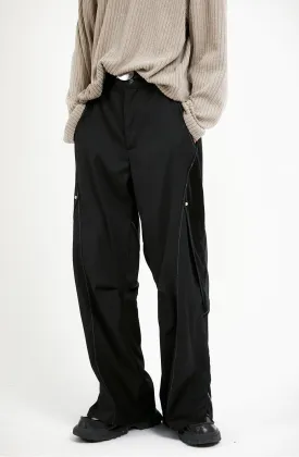 Deconstructed loose zipper casual pants