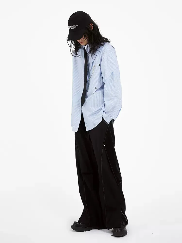 Deconstructed loose zipper casual pants