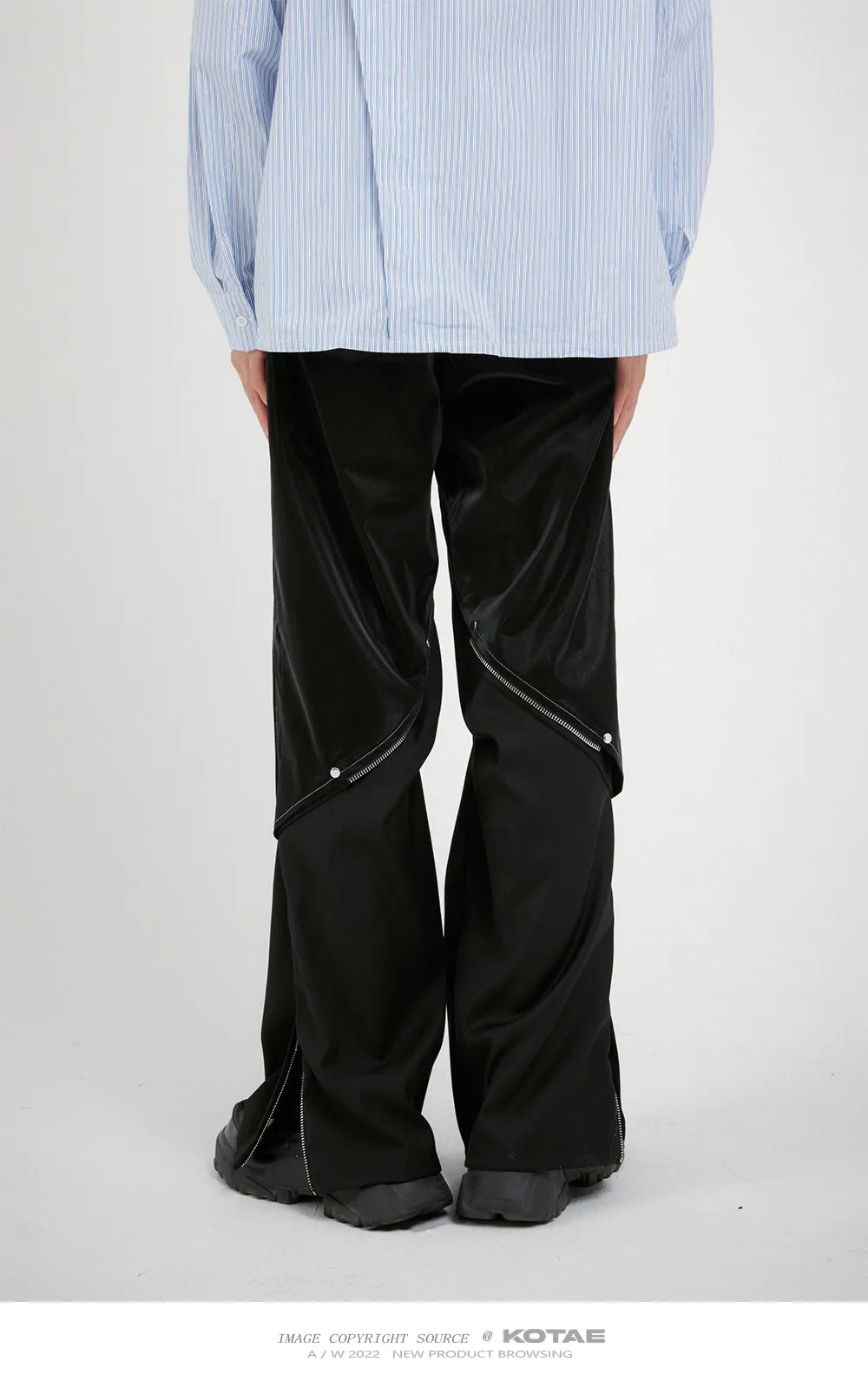 Deconstructed loose zipper casual pants