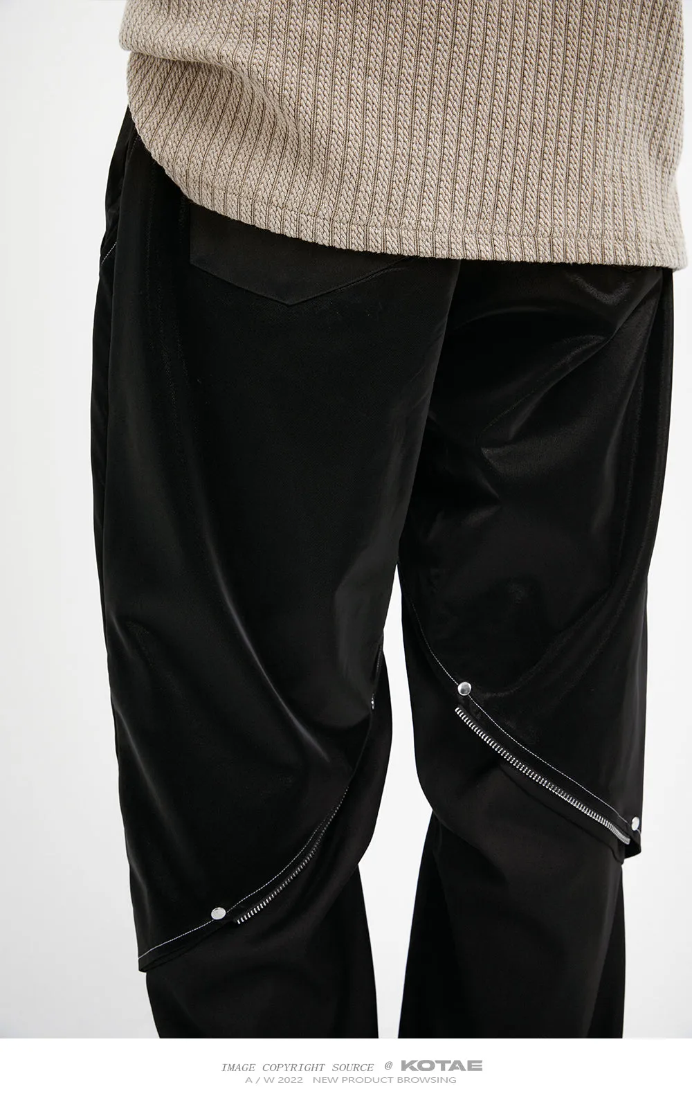 Deconstructed loose zipper casual pants