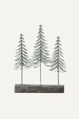 Delicate Fir Trees on Wooden Base