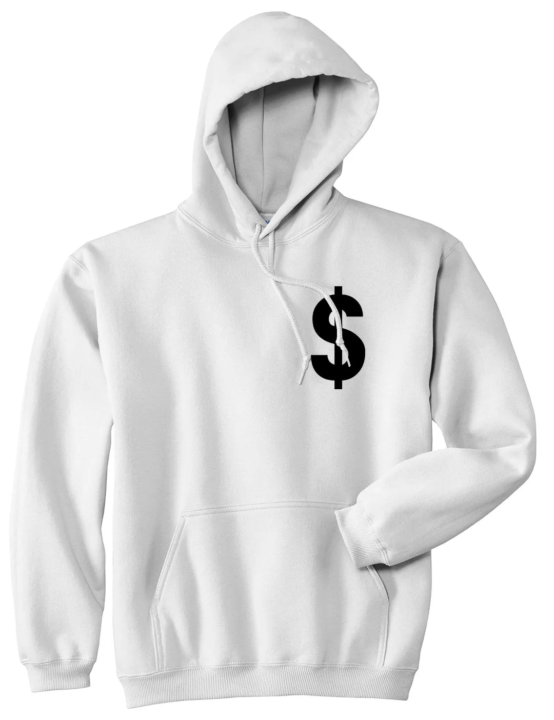 Dollar Sign Simple Chest Mens Pullover Hoodie