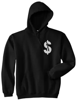 Dollar Sign Simple Chest Mens Pullover Hoodie