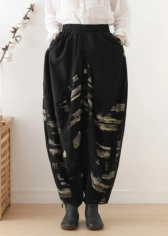 Ethnic nude style bloomers loose loose pants autumn cotton linen casual trousers