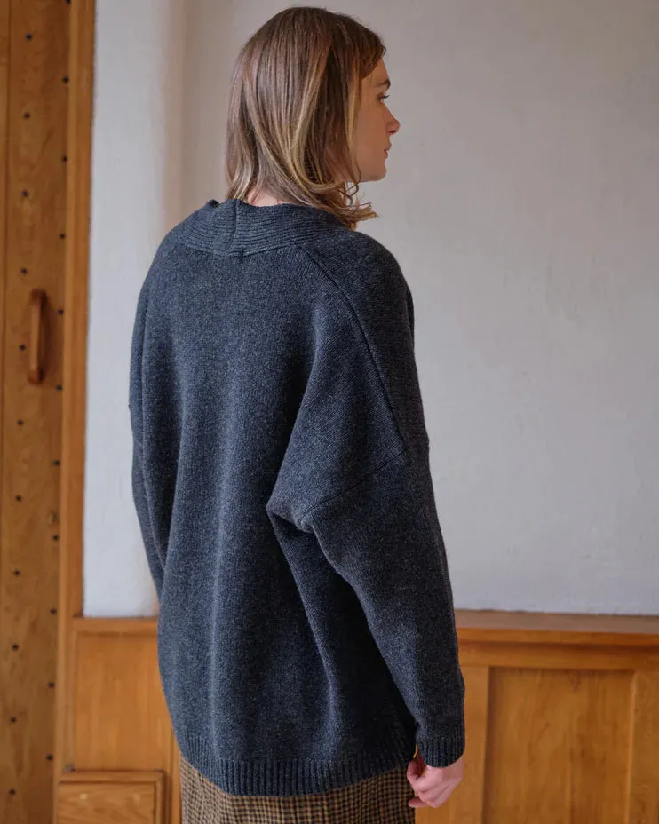 Eve 100% Merino Lambswool Cardigan in Charcoal