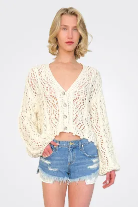 Eyelet Cardigan - Ivory