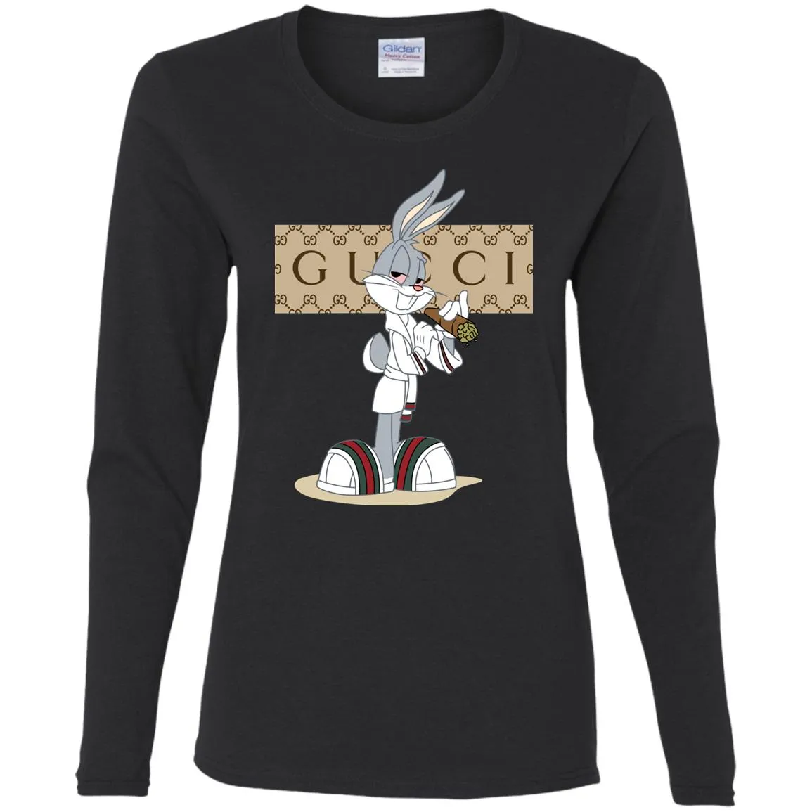 Gucci Rabbit Smoking Funny T-shirt Women Long Sleeve Shirt