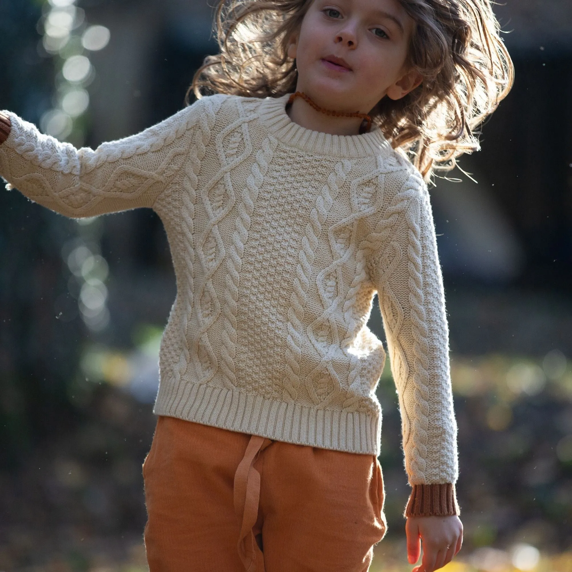 Little Green Radicals: From One To Another Oatmeal Aran Snuggly Knitted Jumper