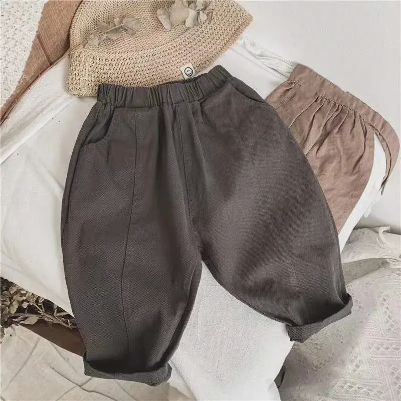 Loose Retro Solid Pants