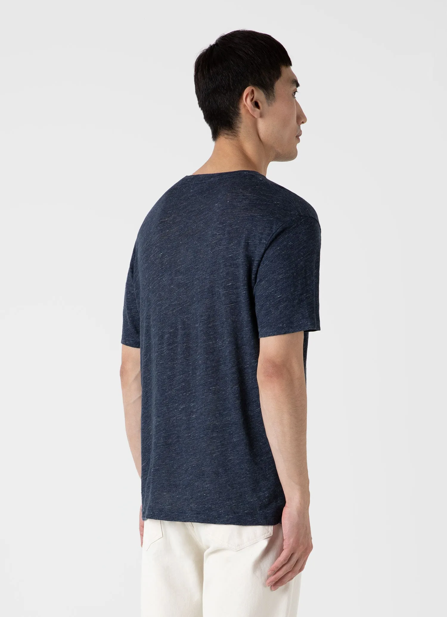 Men's Linen T-shirt in Navy Melange