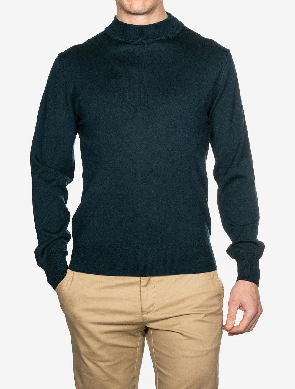 Merino Wool Mock Neck Green