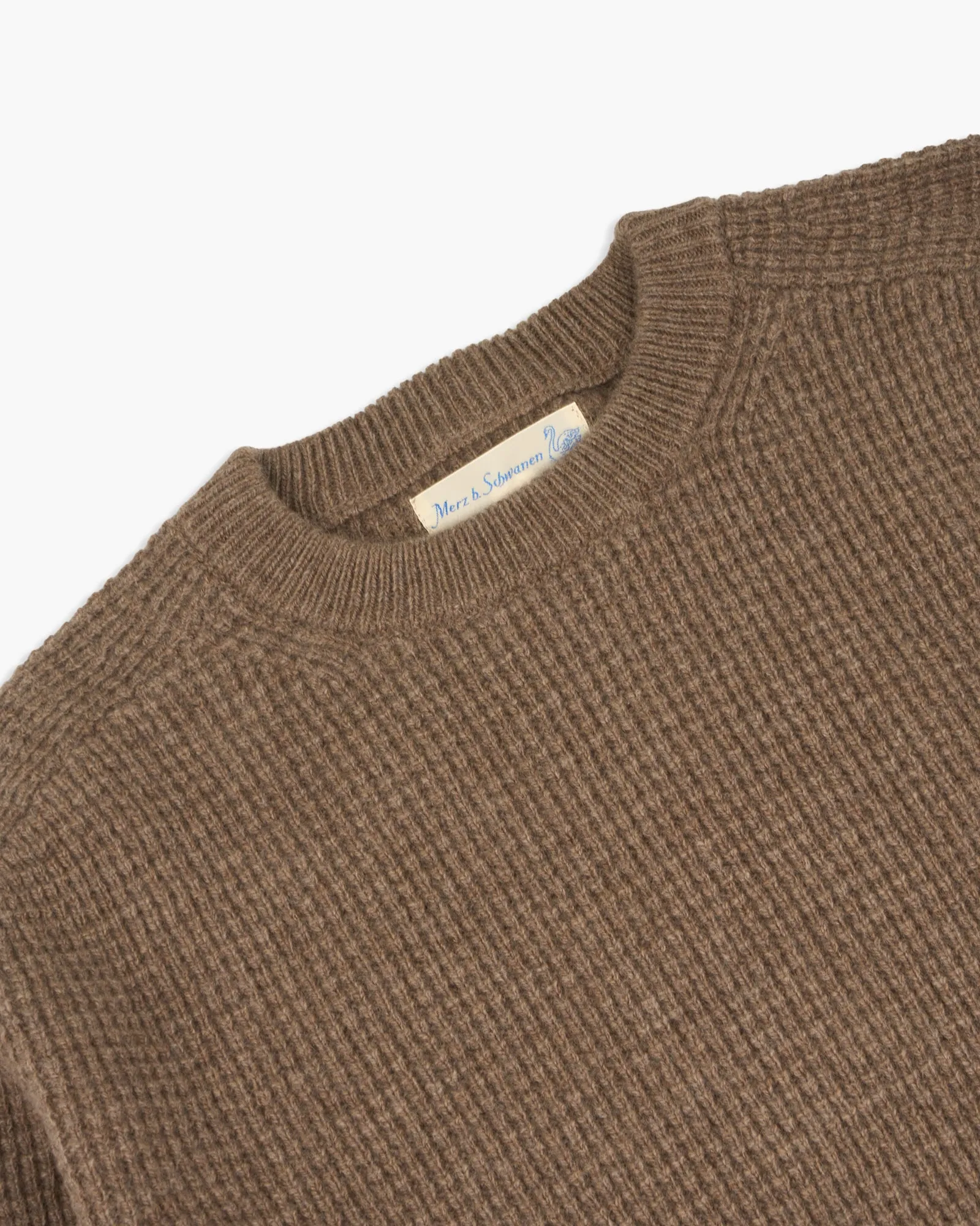 Merz B Schwanen Good Basics BLADE02 Merino Wool & Cashmere Relaxed Waffle Pullover - Grain