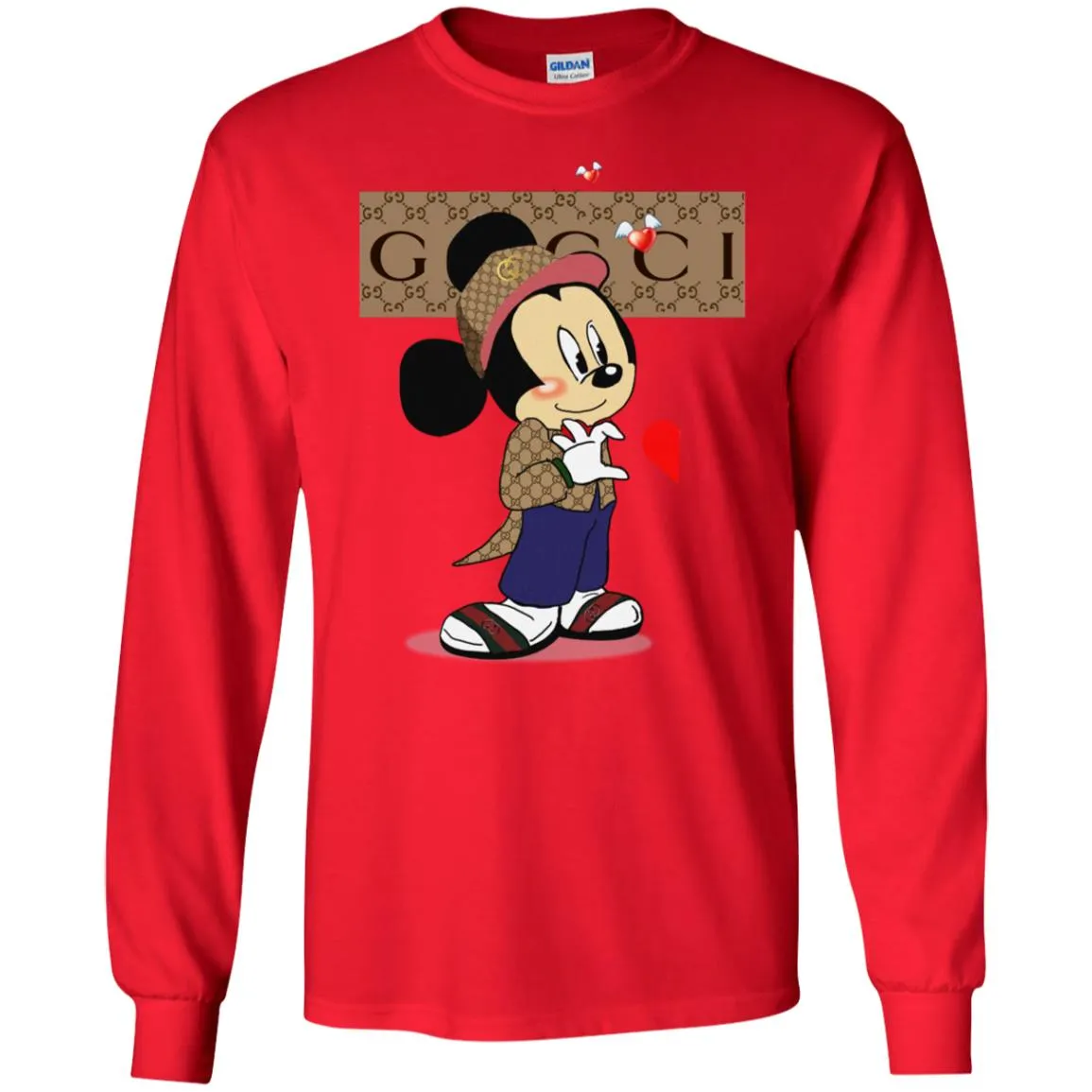 Mickey Mouse Love Couple T-shirt Valentine's Day T-shirt Men Long Sleeve Shirt