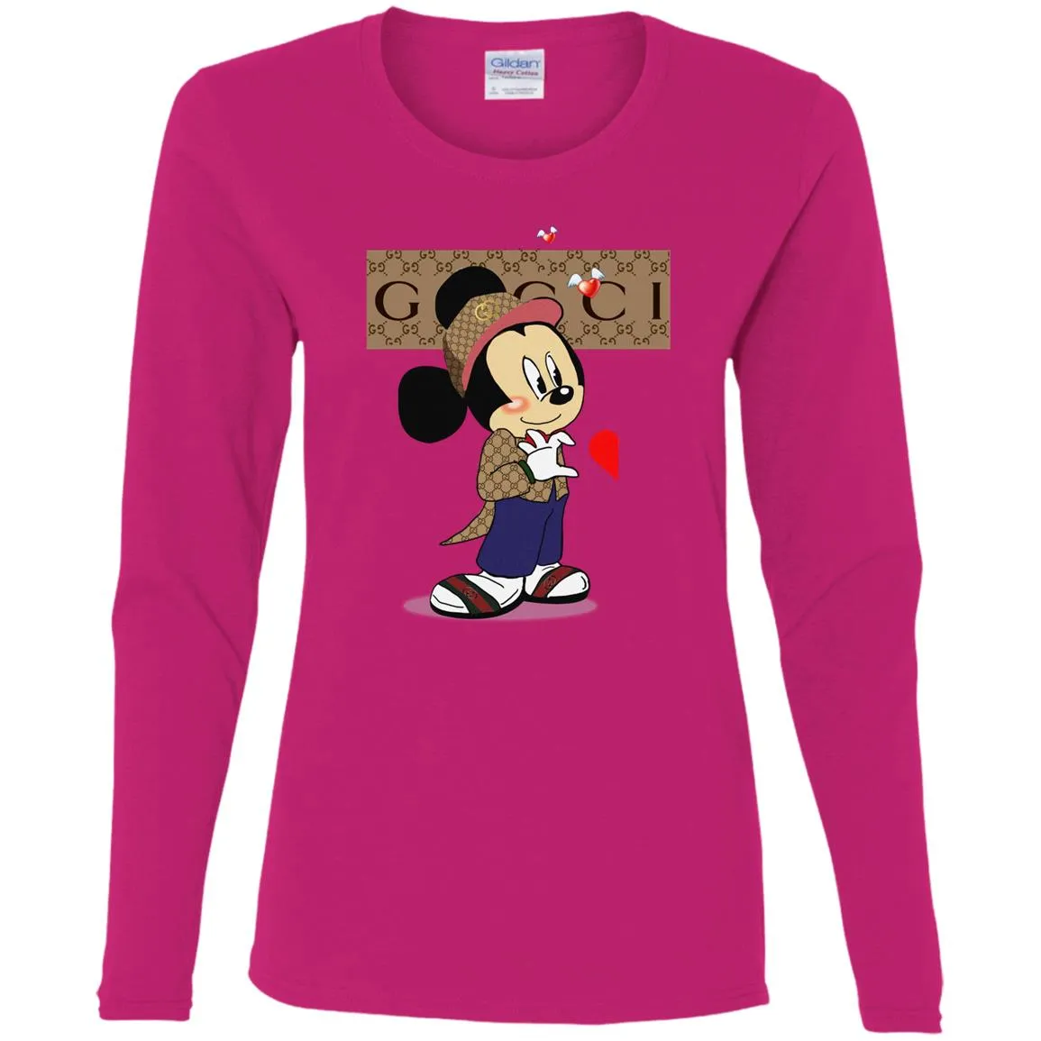 Mickey Mouse Love Couple T-shirt Valentine's Day T-shirt Women Long Sleeve Shirt