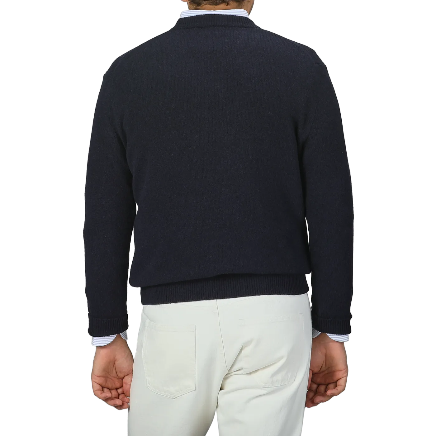 Navy Blue Cashmere V-Neck Sweater