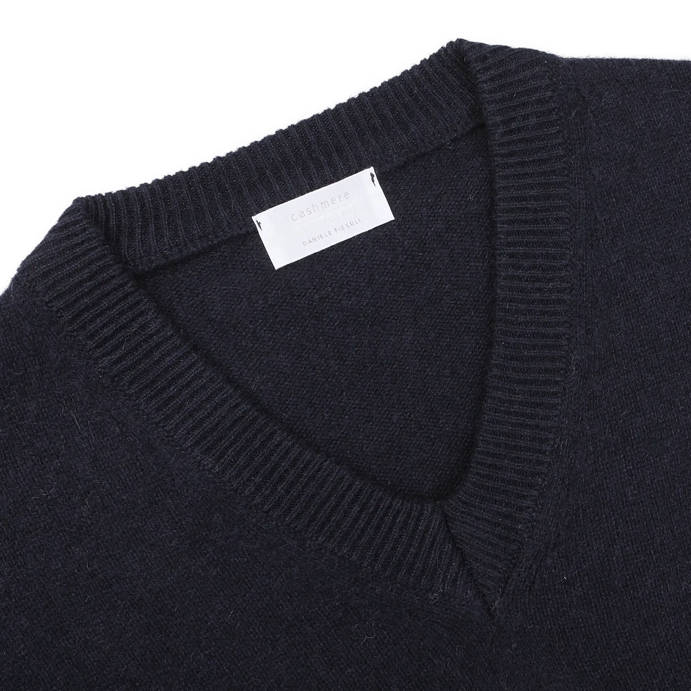 Navy Blue Cashmere V-Neck Sweater