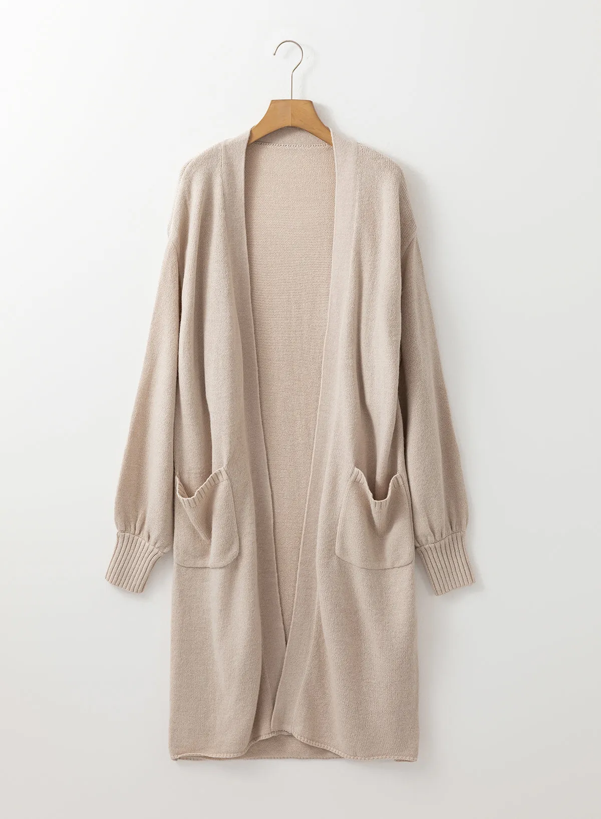 Open Front Pocketed Long Cardigan