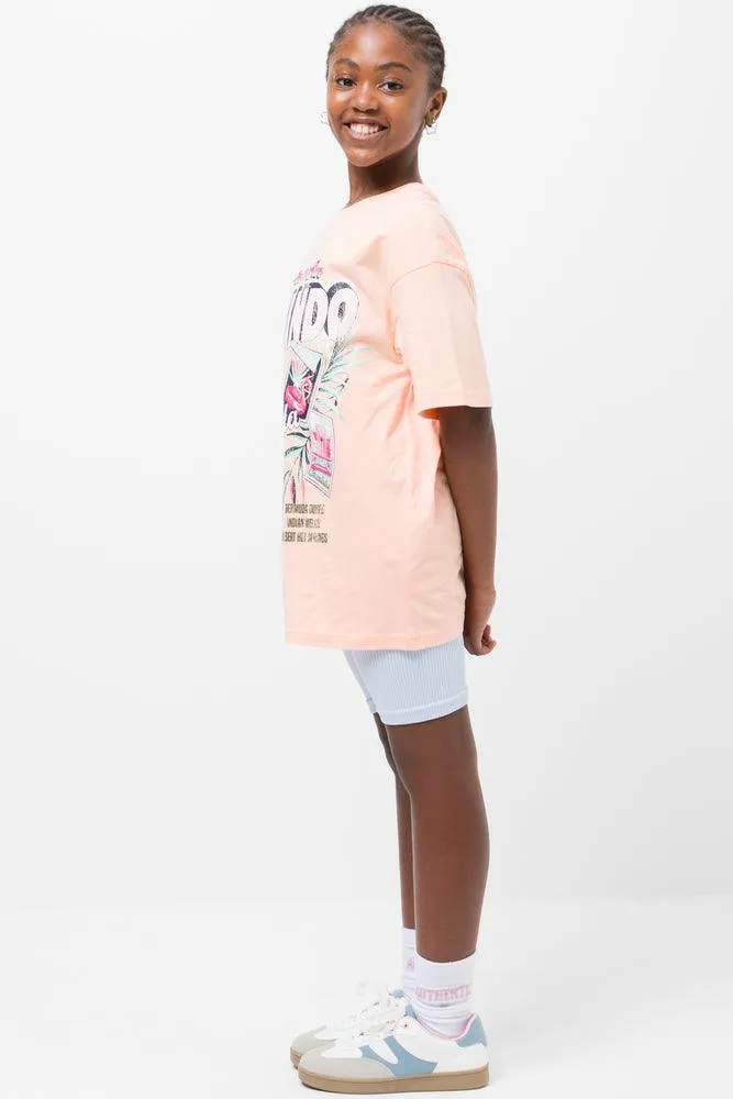 Oversized Short Sleeve T-Shirt Peach