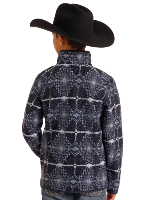 Panhandle Slim® Boys Blue Berber Aztec Print Pullover Sweater