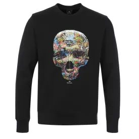 Paul Smith Sticker Skull Sweat Top in Black