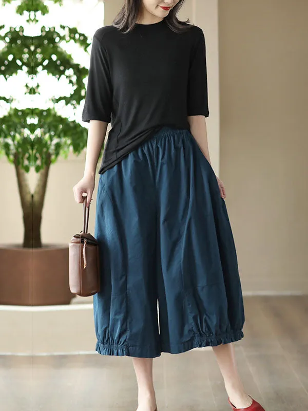 Pleated Cropped Loose Casual Pants Bottoms