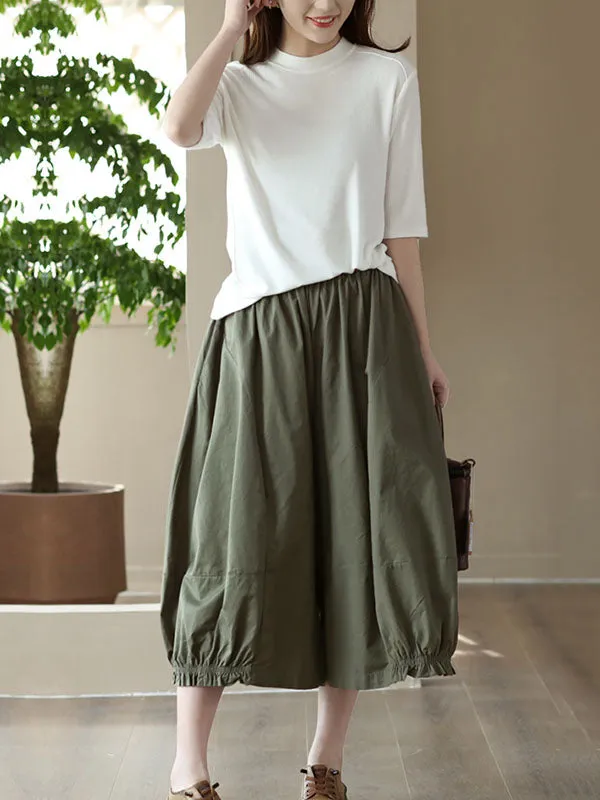 Pleated Cropped Loose Casual Pants Bottoms