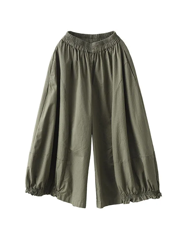 Pleated Cropped Loose Casual Pants Bottoms