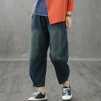 Retro jeans loose high waist long pants new casual cropped pants