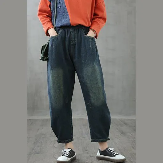 Retro jeans loose high waist long pants new casual cropped pants