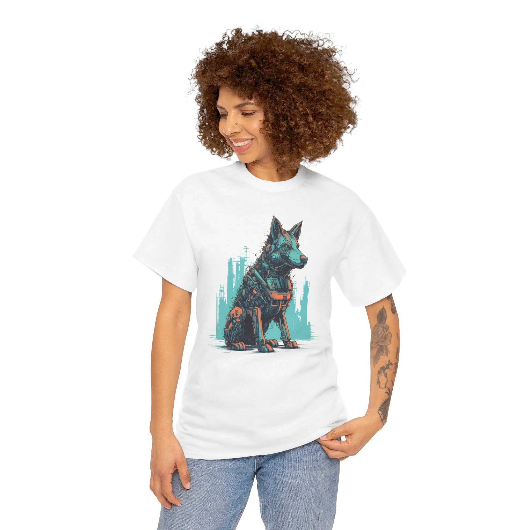 Roboter Schäferhund T-Shirt | T-Shirt für Sci-Fi Fans und Hundeliebhaber