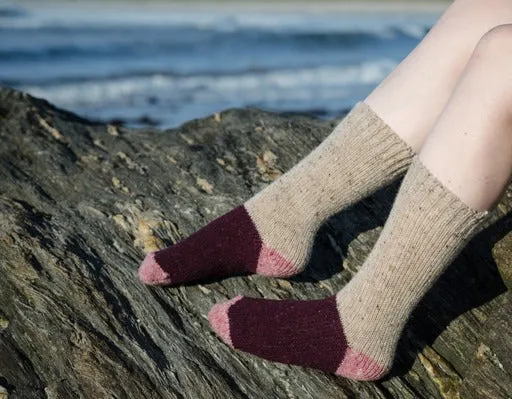 Tricolor 100% Merino Wool Socks | Beige