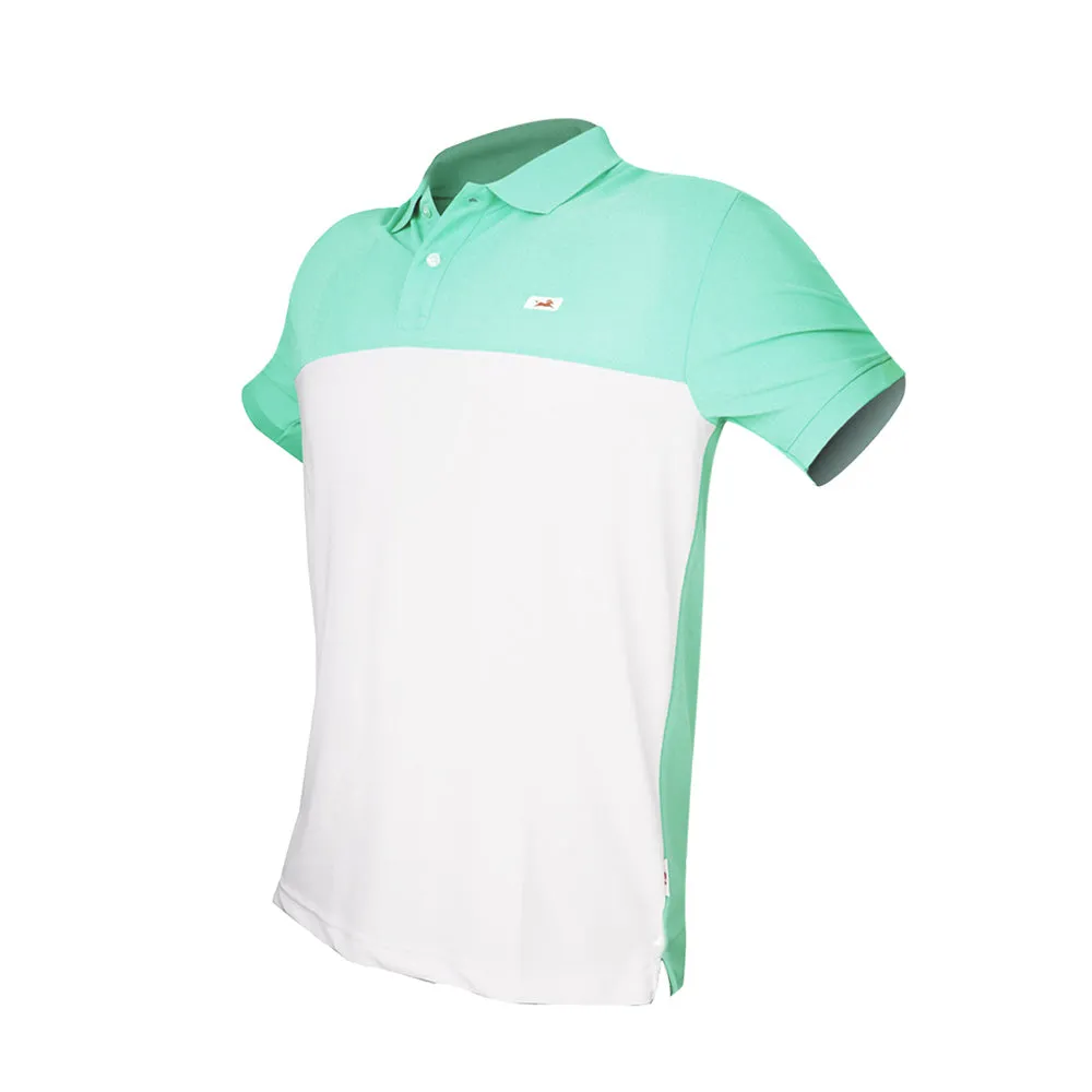 TVS Cut and Sew high Quality Polyster Polo T-Shirt, Color: White & Green