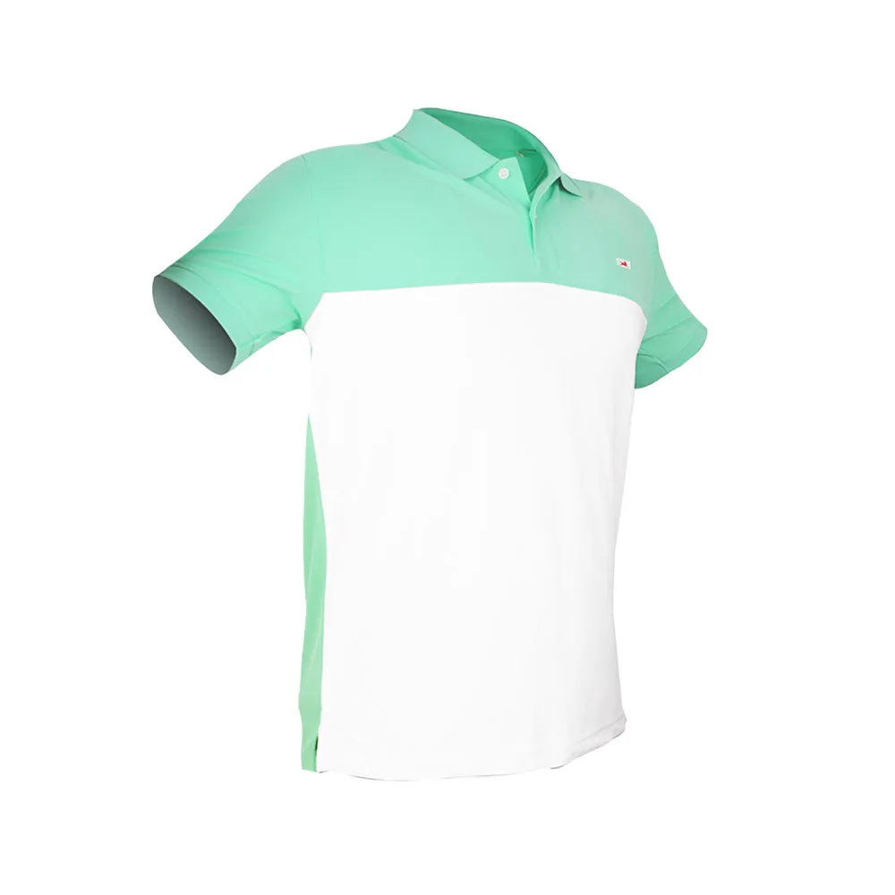 TVS Cut and Sew high Quality Polyster Polo T-Shirt, Color: White & Green