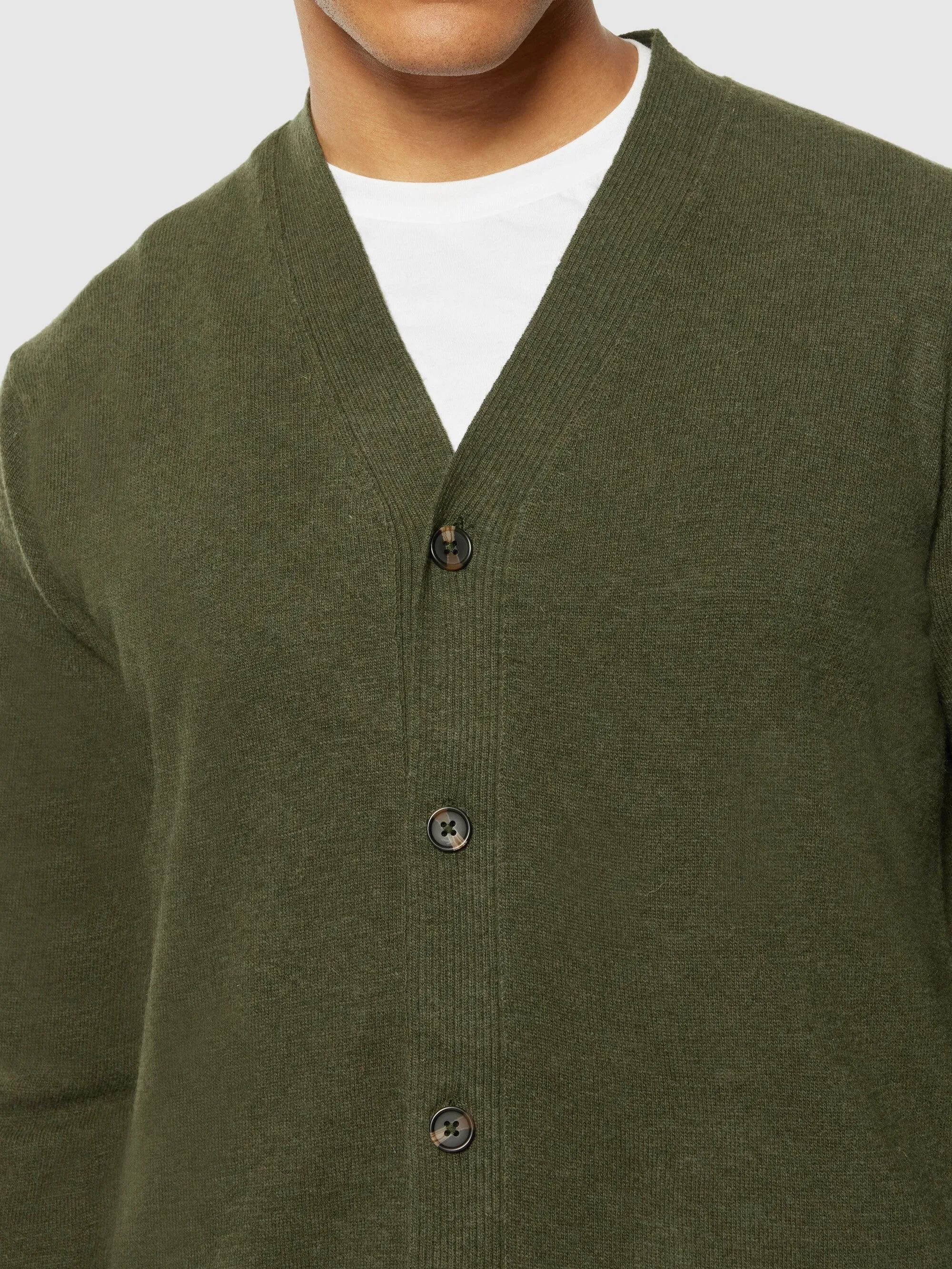 V-neck wool knit cardigan - RWS - Forrest Night