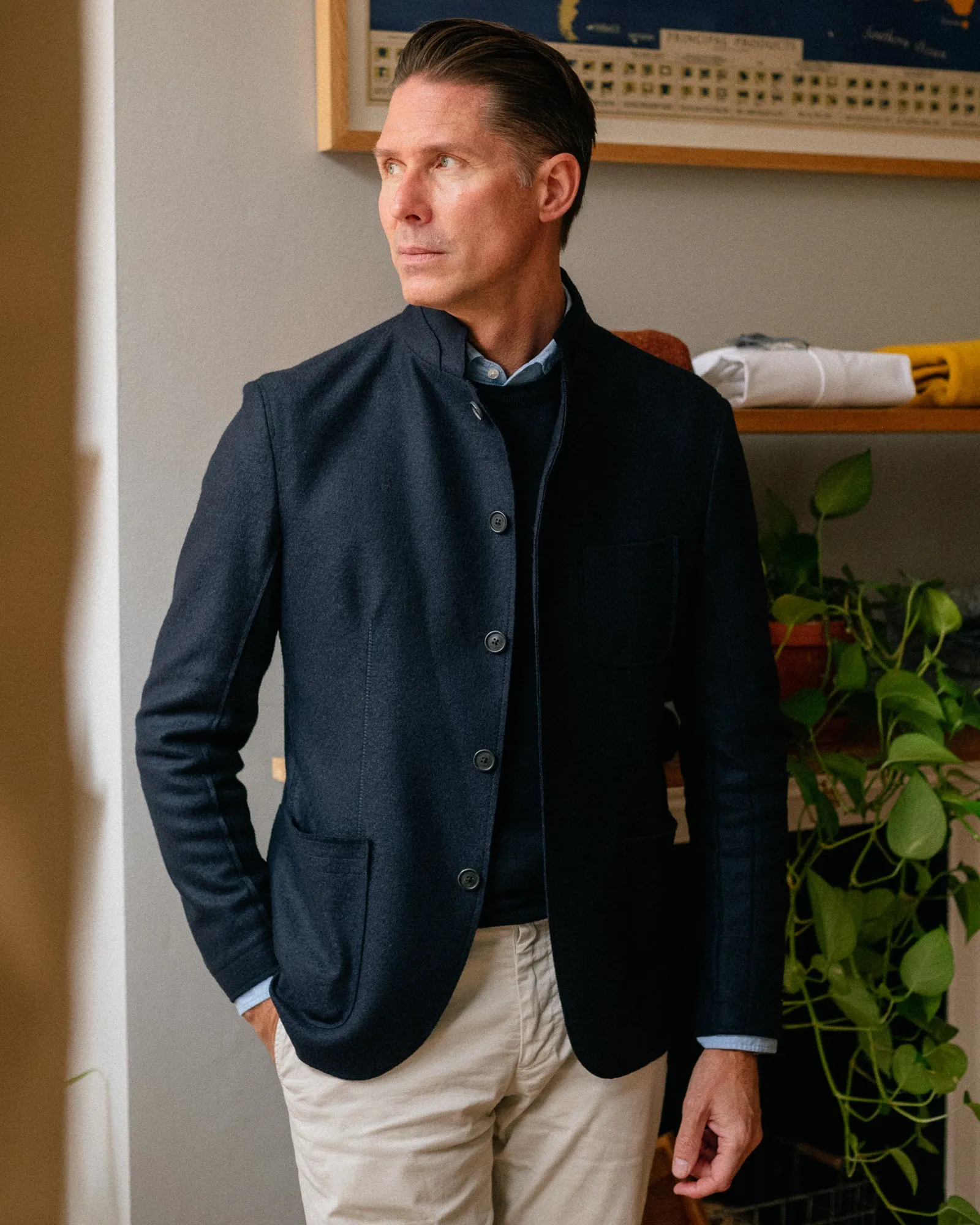 Weber   Weber Boiled Wool WW Travel Blazer: Navy