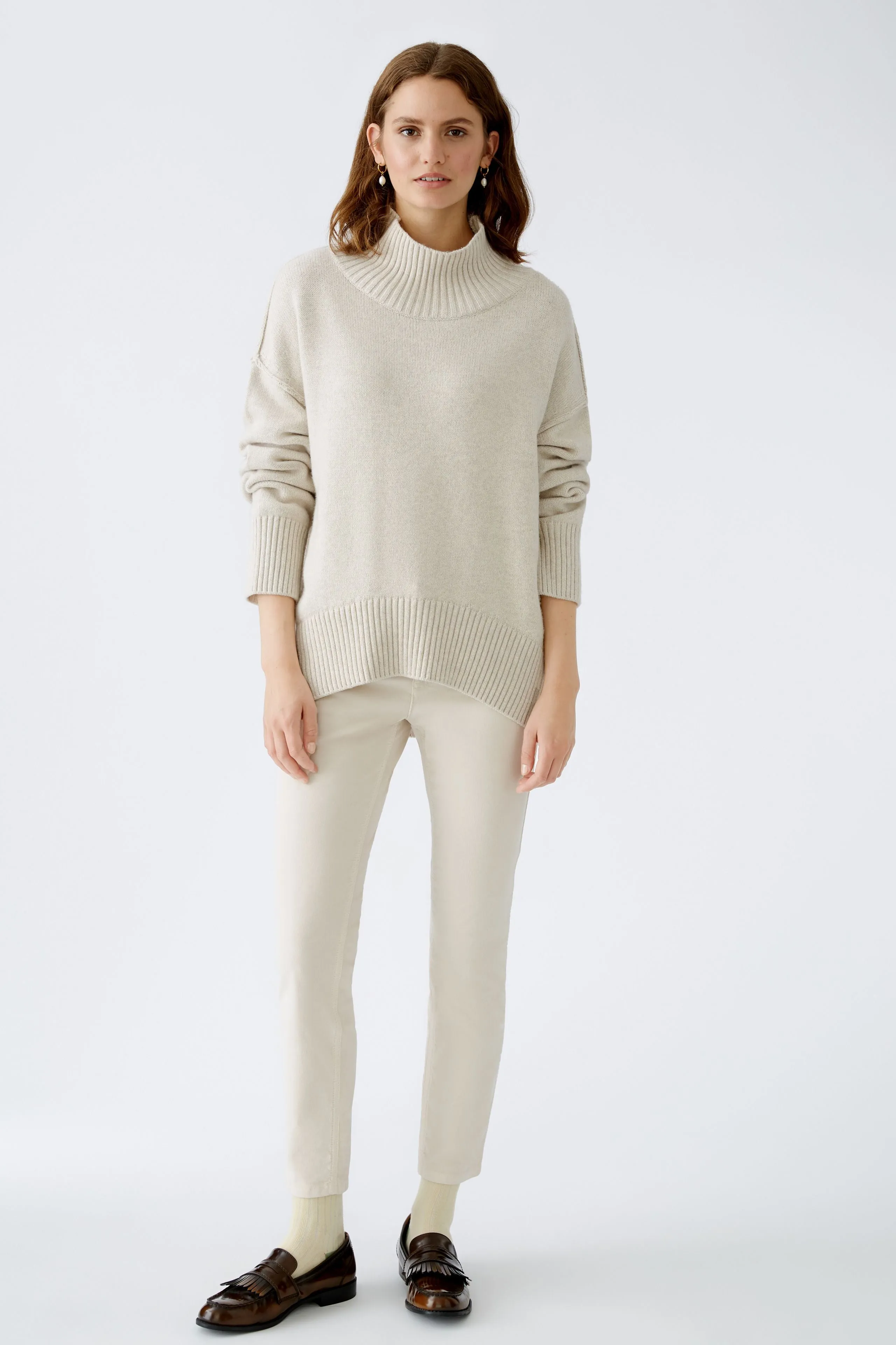 Wool Blend Pullover in Beige Melange