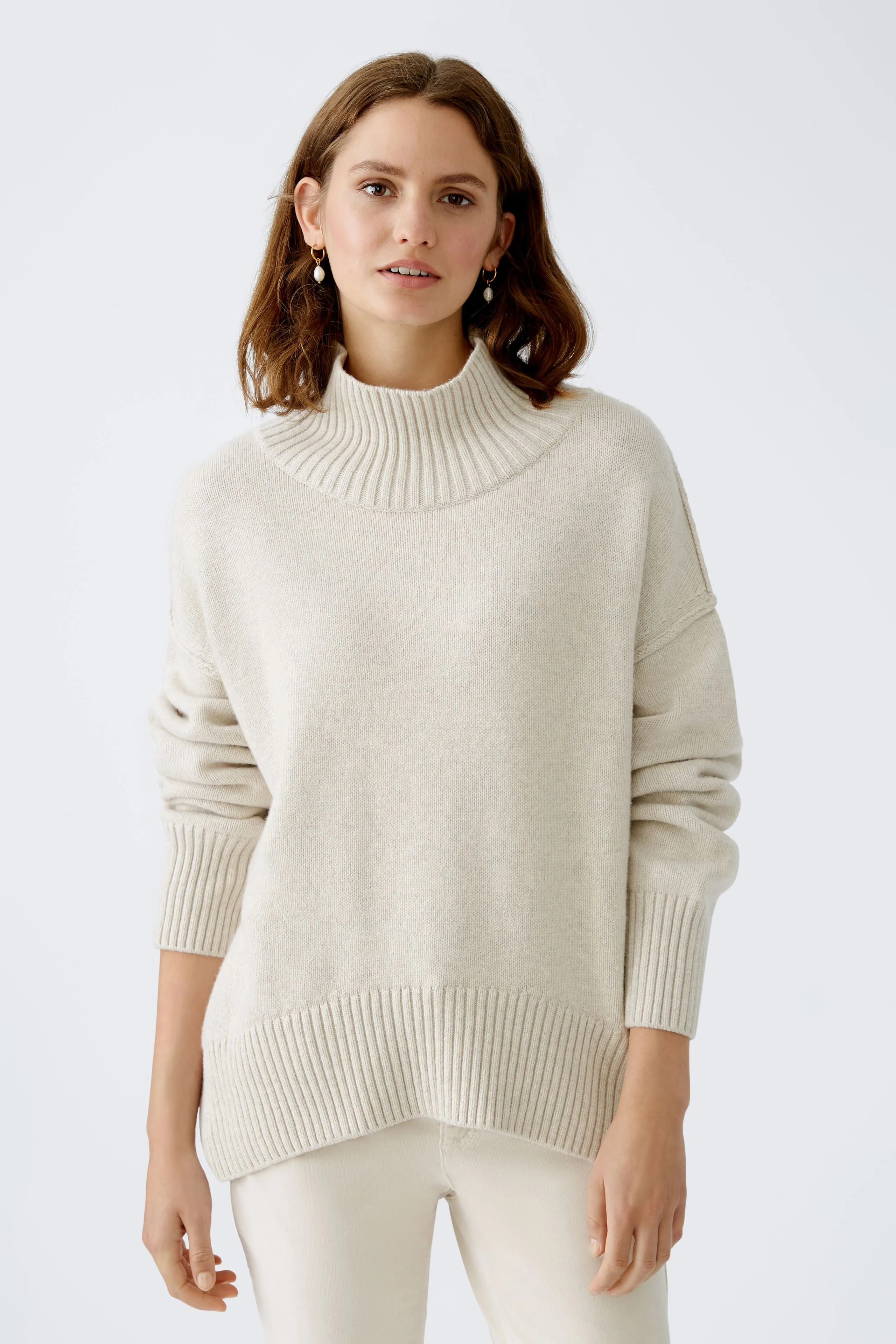 Wool Blend Pullover in Beige Melange